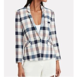 Veronica Beard Upcollar Schoolboy Dickey Blazer Jacket Check Plaid Gingham 4